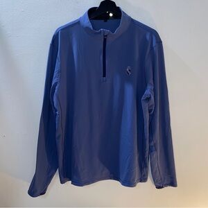 Greyson Golf Tate Pullover Mens Large Light Blue Mockneck 1/4 Zip Stretch Golf